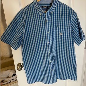 Chaps Men’s Button Down Shirt summer office plaid tall fit professional top work